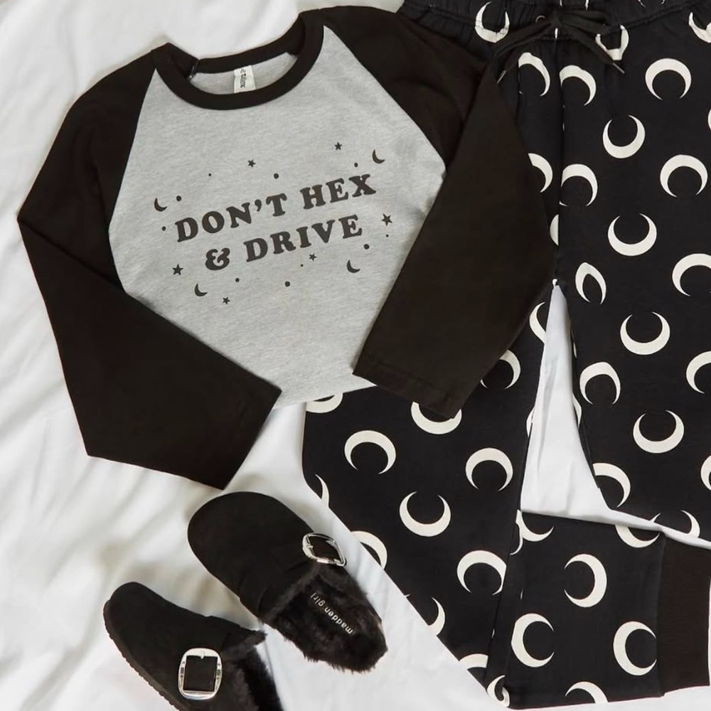 ModCloth Don’t hex and drive long raglan tee